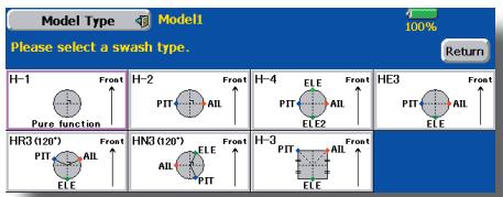 FUTABA 14MZ - Model type and swash type selection - 2