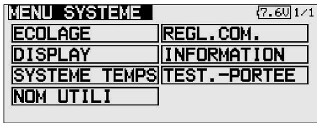 FUTABA T-12 FG - MENU du système - 1