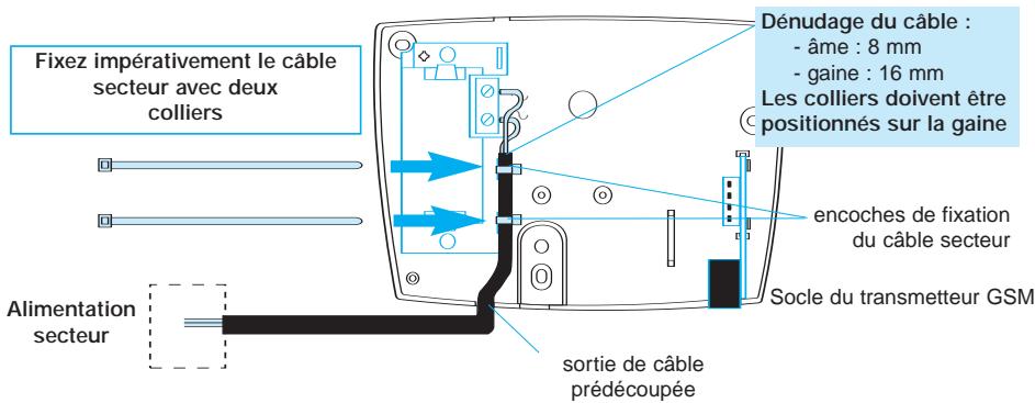 LEGRAND 432 15 - Connectez un câble d'alimentation secteur sur le bornier du bloc alimentation du transmetteur GSM - 1