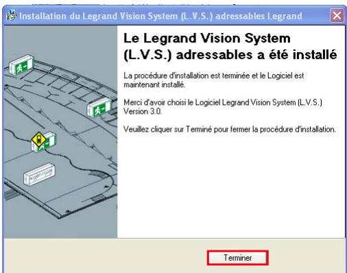 LEGRAND 625 13 - Une fenêtre apparait avec le récapitulatif des paramètres choisis - 2
