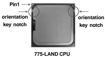 Pin1 orientation key notch orientation key notch 775-LAND CPU