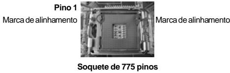 Pino 1 Marca de alinhamento Soquete de 775 pinos