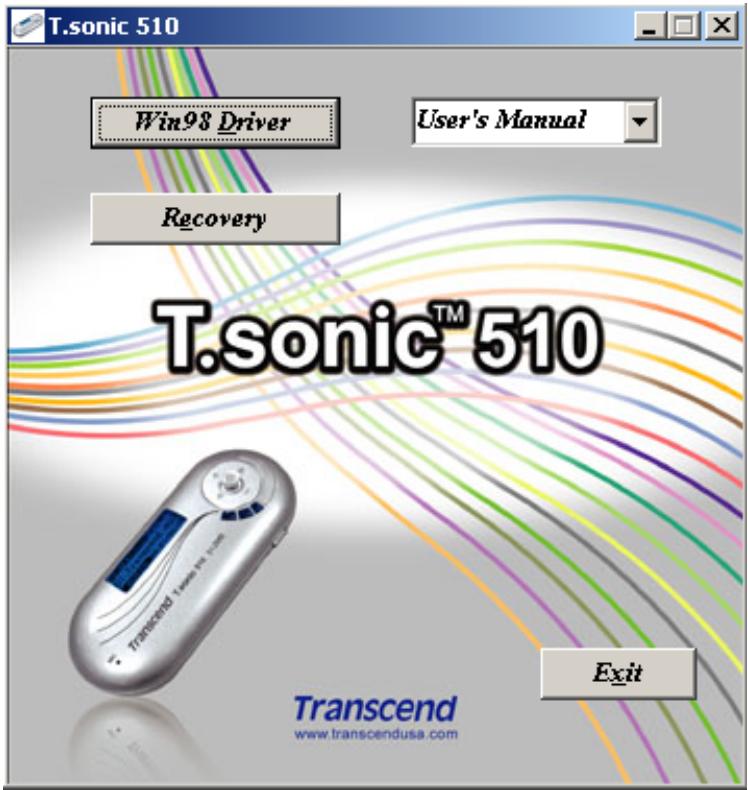 TRANSCEND TS256MMP510 - Driver Installation for Windows® 98SE - 1
