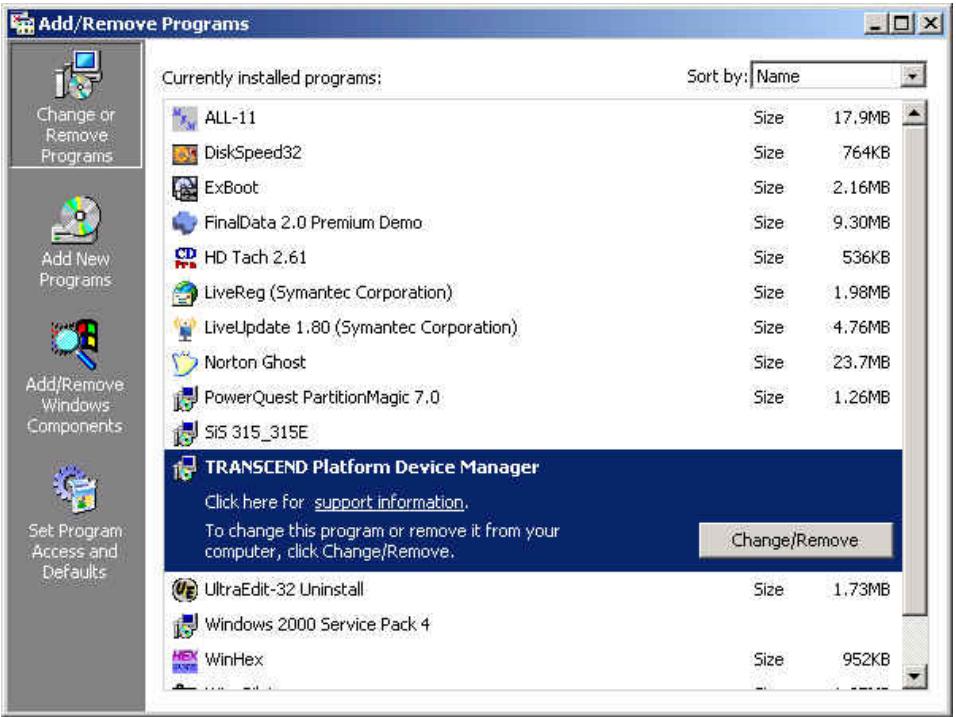 TRANSCEND TS40GPB - Uninstall the Firmware Upgrade Tool - 1