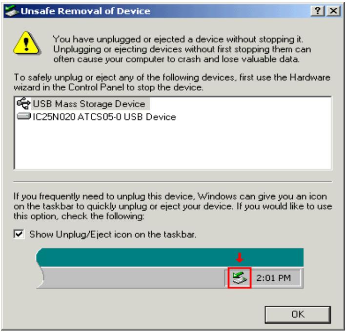 TRANSCEND TS40GPB - Disconnecting PhotoBank in Windows Me/2000/XP - 3