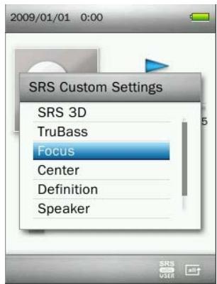 TRANSCEND MP860 - SRS Custom Settings: - 2