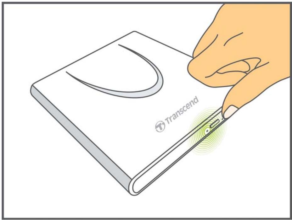 TRANSCEND PORTABLE DVD WRITER - Inserting a Disc - 5