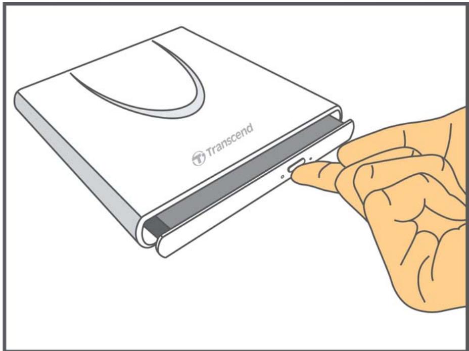 TRANSCEND PORTABLE DVD WRITER - Ejecting a Disc - 1