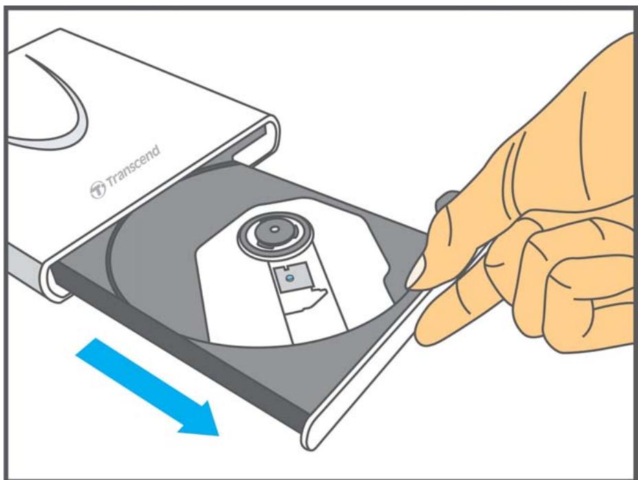 TRANSCEND PORTABLE DVD WRITER - Inserting a Disc - 2