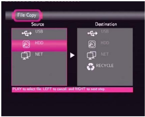EMTEC HDD MOVIE CUBE S800 - File Copy Menu - 1