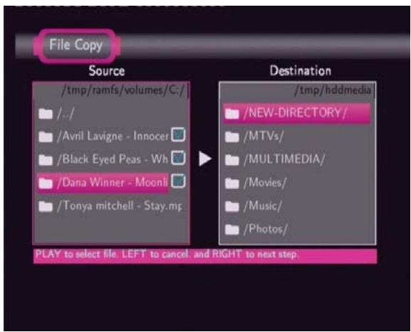 EMTEC HDD MOVIE CUBE S800 - File Copy Menu - 3