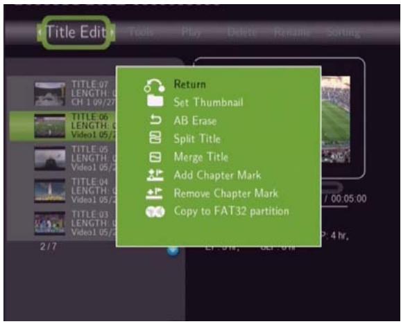 EMTEC HDD MOVIE CUBE S800 - Title Edit Menu - 1