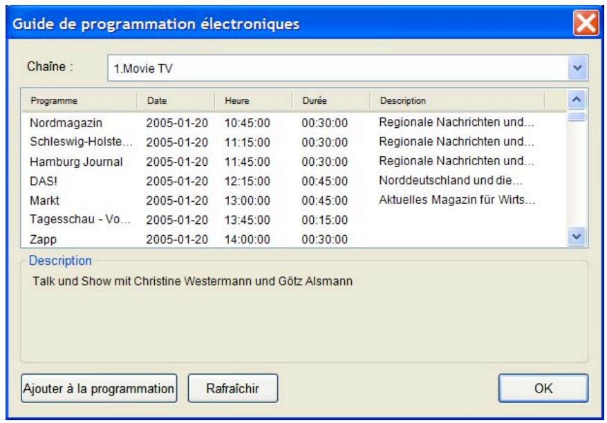 EMTEC TUNER TNT S810 - Utilisation du EPG (guide de programmation électronique) - 1