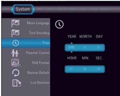 EMTEC HDD MOVIE CUBE P800 - Changing System Settings - 2