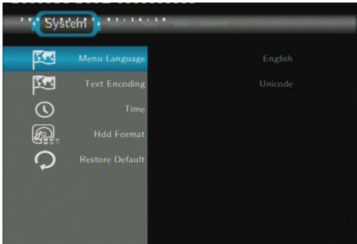 EMTEC HDD MOVIE CUBE S120 - Changing System Settings - 1