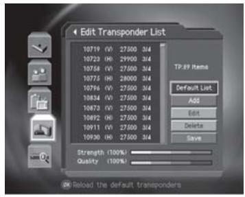 HUMAX CI-8100PVR - Edit TP List - 2