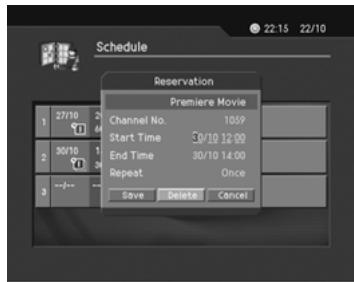 HUMAX CI-8100PVR - Editing Recording Reservations - 1