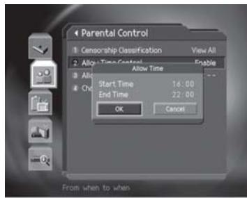 HUMAX CI-8100PVR - Setting Allow Watch Time - 2