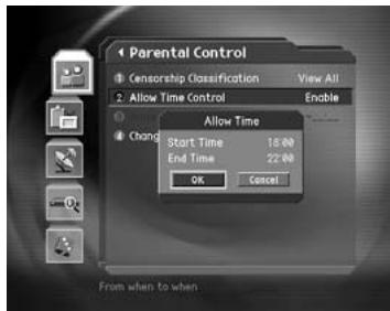 HUMAX DV-1100S - Setting Allow Watch Time - 2