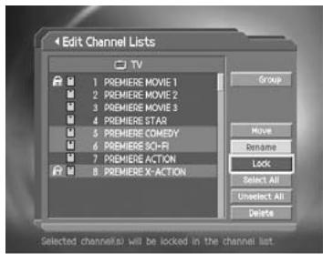 HUMAX DV-1100S - Lock/Unlock Channels - 1