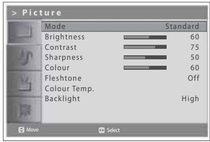 HUMAX LGB-19DTT - Selecting a Picture Mode - 1