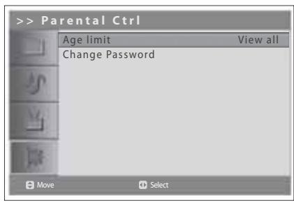 HUMAX LGB-19DTT - Setting the Age Limit (for digital channels only) - 1