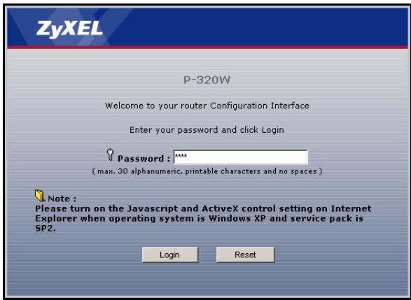 ZYXEL P-320W - Acceder au configurateur web - 2