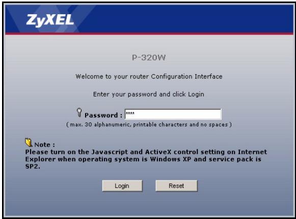 ZYXEL P-320W - Åtkomst till webbkonfigurator - 2