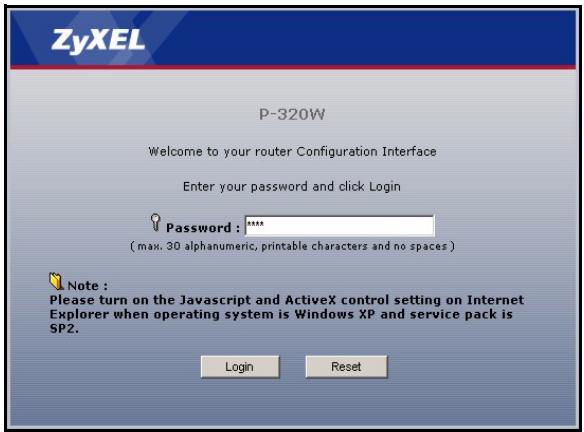 ZYXEL P-320W - Достун Web Конфигуратуру - 2