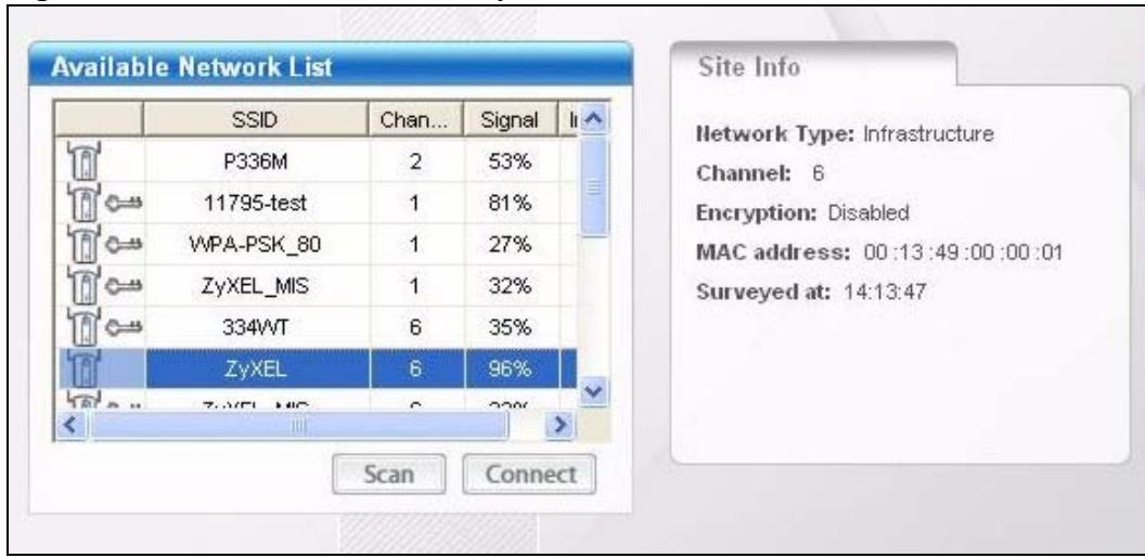 ZYXEL AG-320 - The Site Survey Screen - 1