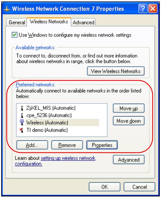 ZYXEL AG-320 - Ordering the Preferred Networks - 1