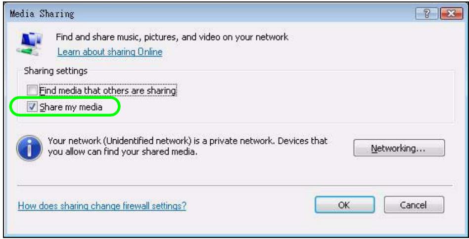 ZYXEL DMA-2500 - Select Share my media and click OK. - 1