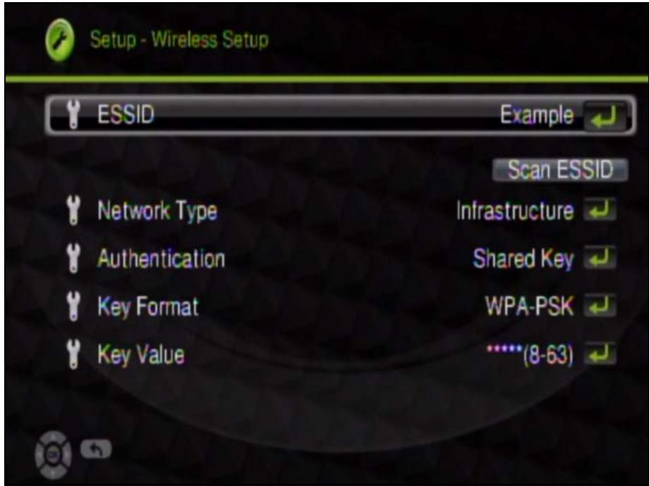 ZYXEL DMA-2500 - Wireless Setup Menu - 1