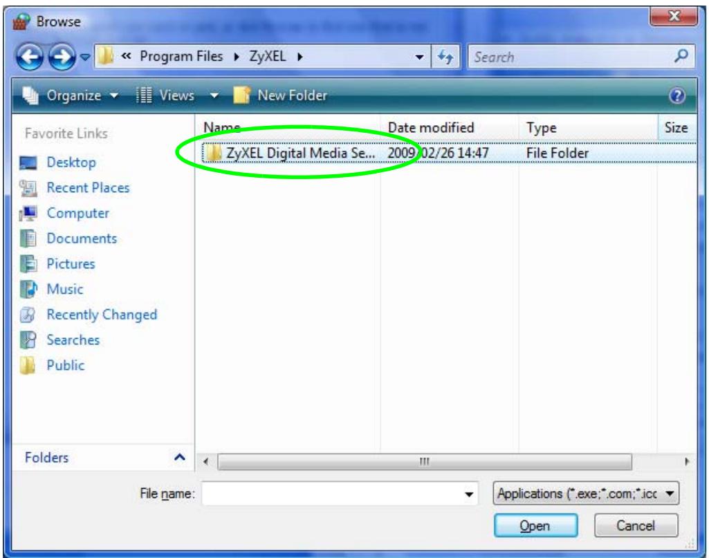 ZYXEL DMA-2500 - Click ZyXEL Digital Media Server. - 1