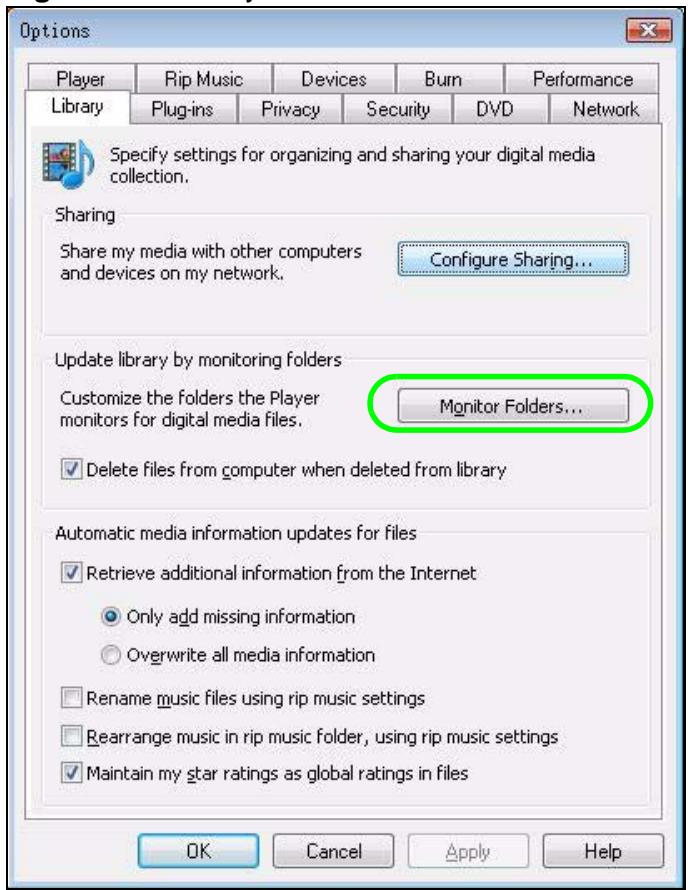 ZYXEL DMA-2500 - In the Library tab, click Monitor Folders. - 1