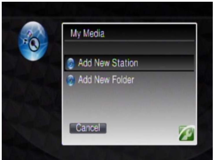 ZYXEL DMA-2500 - You can add a new station or a folder. In this case you select Add New Station. - 1
