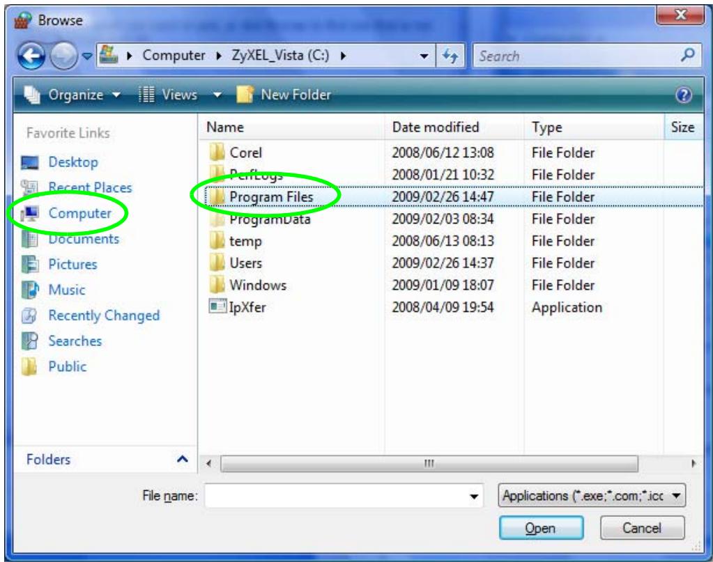 ZYXEL DMA-2500 - Click Computer > Program Files. - 1