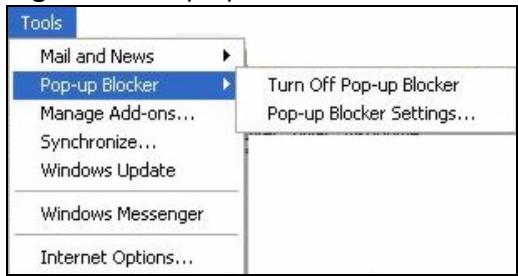 ZYXEL ES-1528 - Disable pop-up Blockers - 1