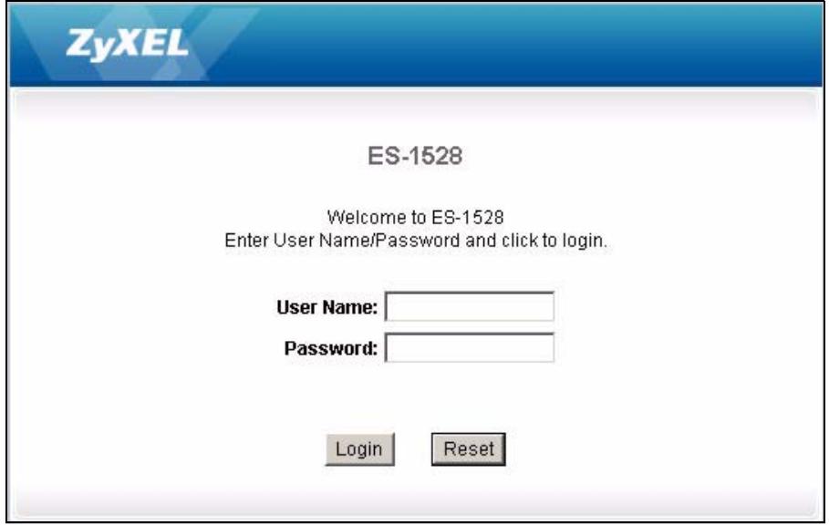 ZYXEL ES-1528 - System Login - 1