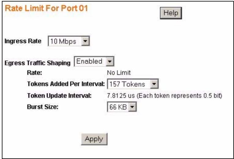 ZYXEL ES-1528 - Rate Limit Screen - 1