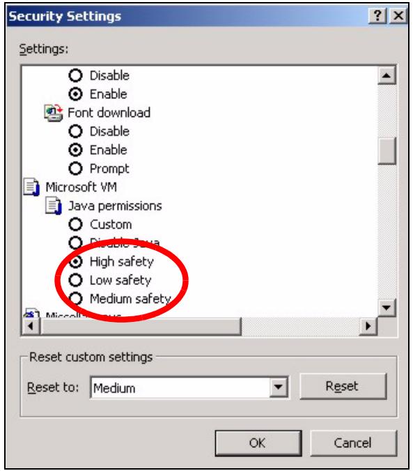 ZYXEL ES-1528 - Java Permissions - 1