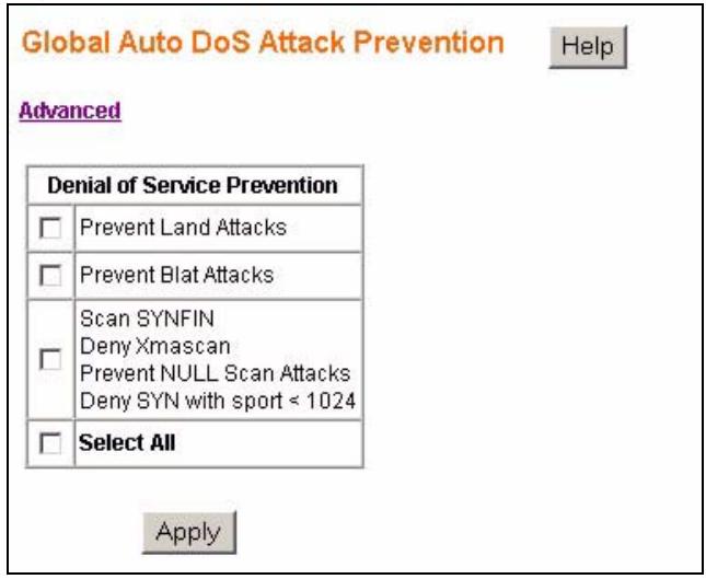 ZYXEL ES-1528 - Global Auto DoS Attack Prevention - 1