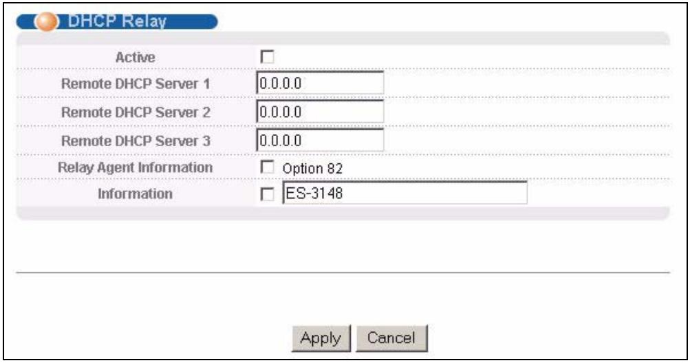 ZYXEL ES-3148 - DHCP Relay Configuration - 1