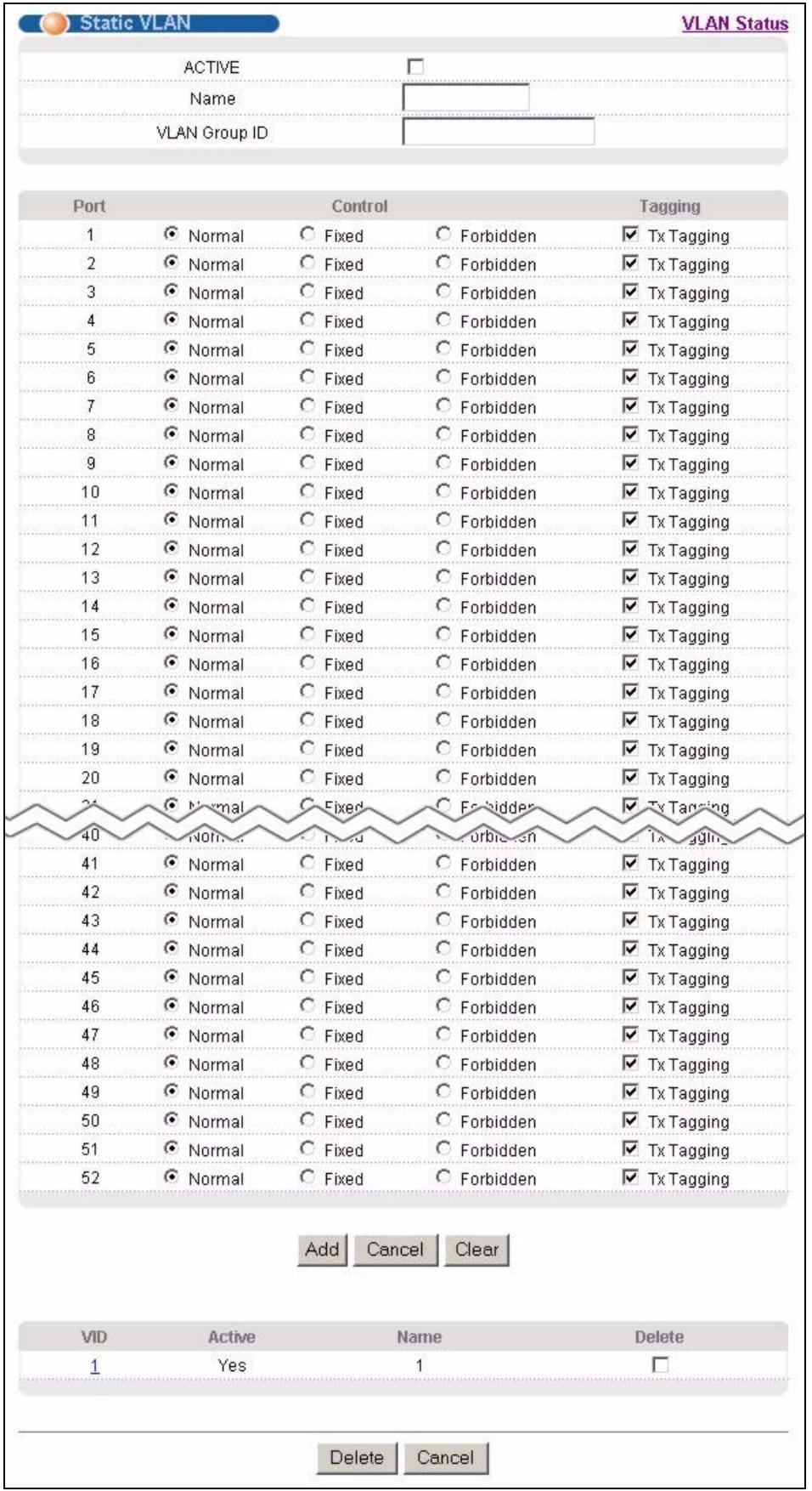 ZYXEL ES-3148 - Configure a Static VLAN - 1