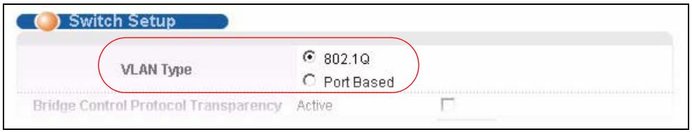 ZYXEL ES-3148 - Select the VLAN Type - 1