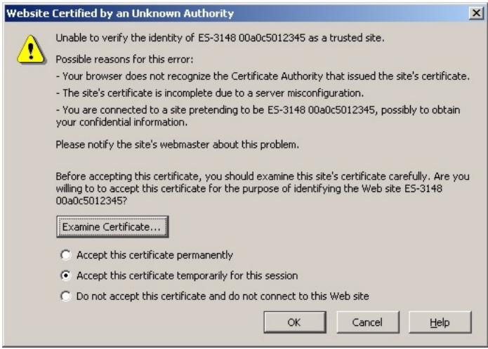 ZYXEL ES-3148 - Netscape Navigator Warning Messages - 1