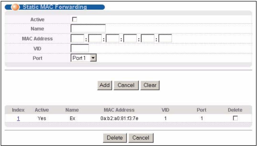 ZYXEL ES-3148 - Configuring Static MAC Forwarding - 1
