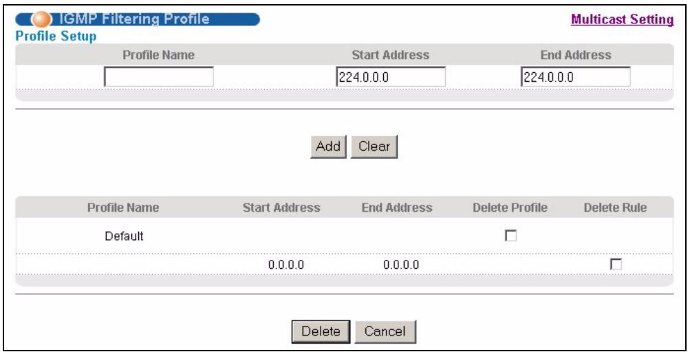 ZYXEL ES-3148 - IGMP Filtering Profile - 1