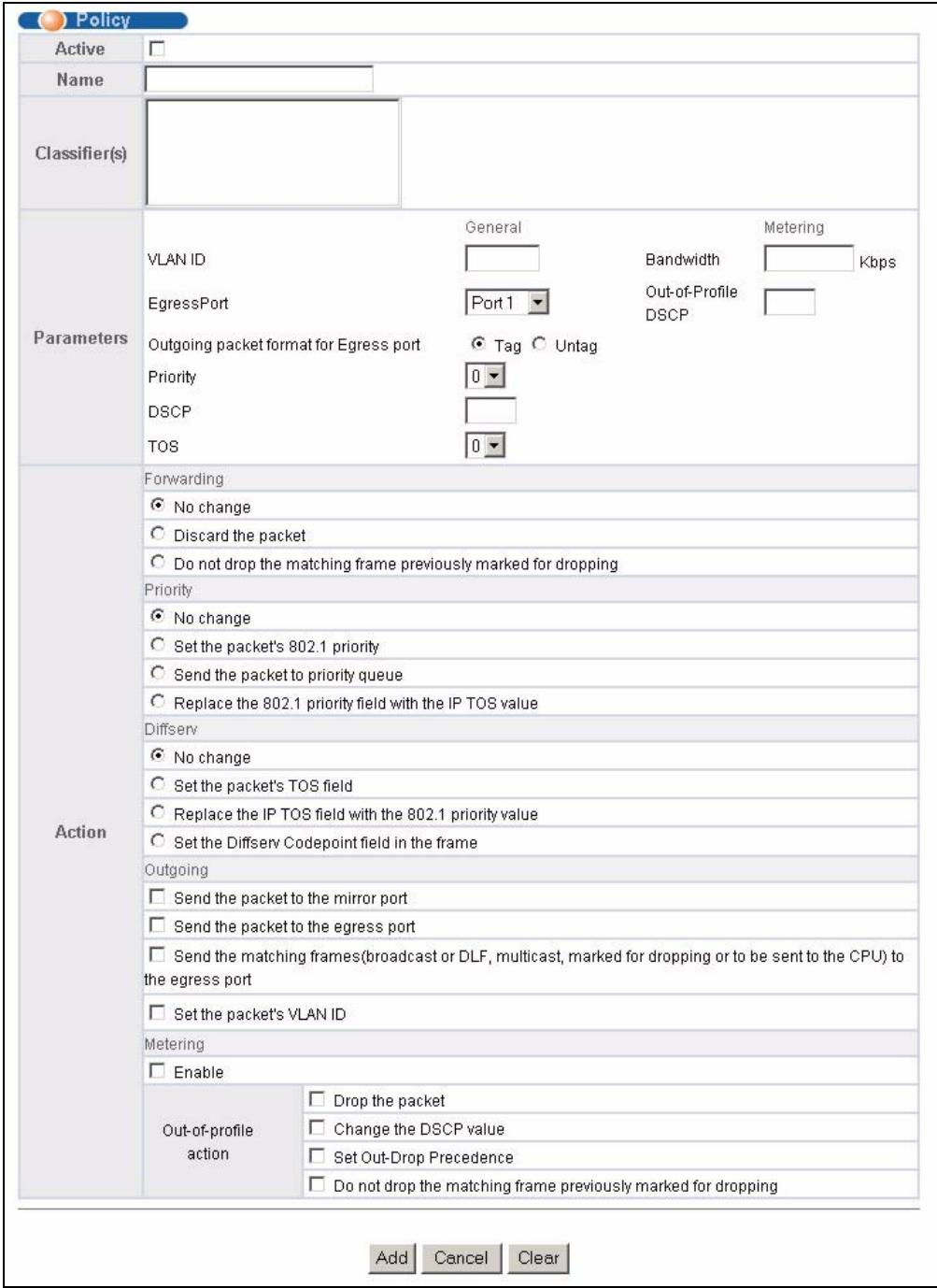 ZYXEL ES-3148 - Configuring Policy Rules - 1