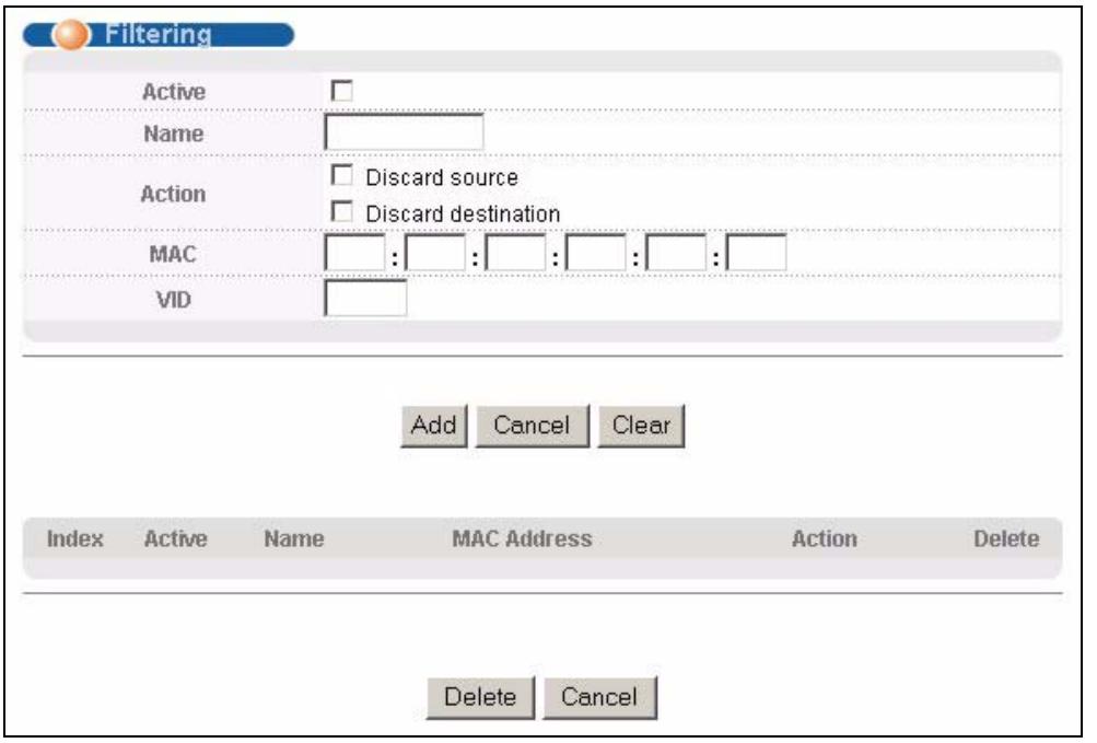 ZYXEL ES-3148 - Configure a Filtering Rule - 1